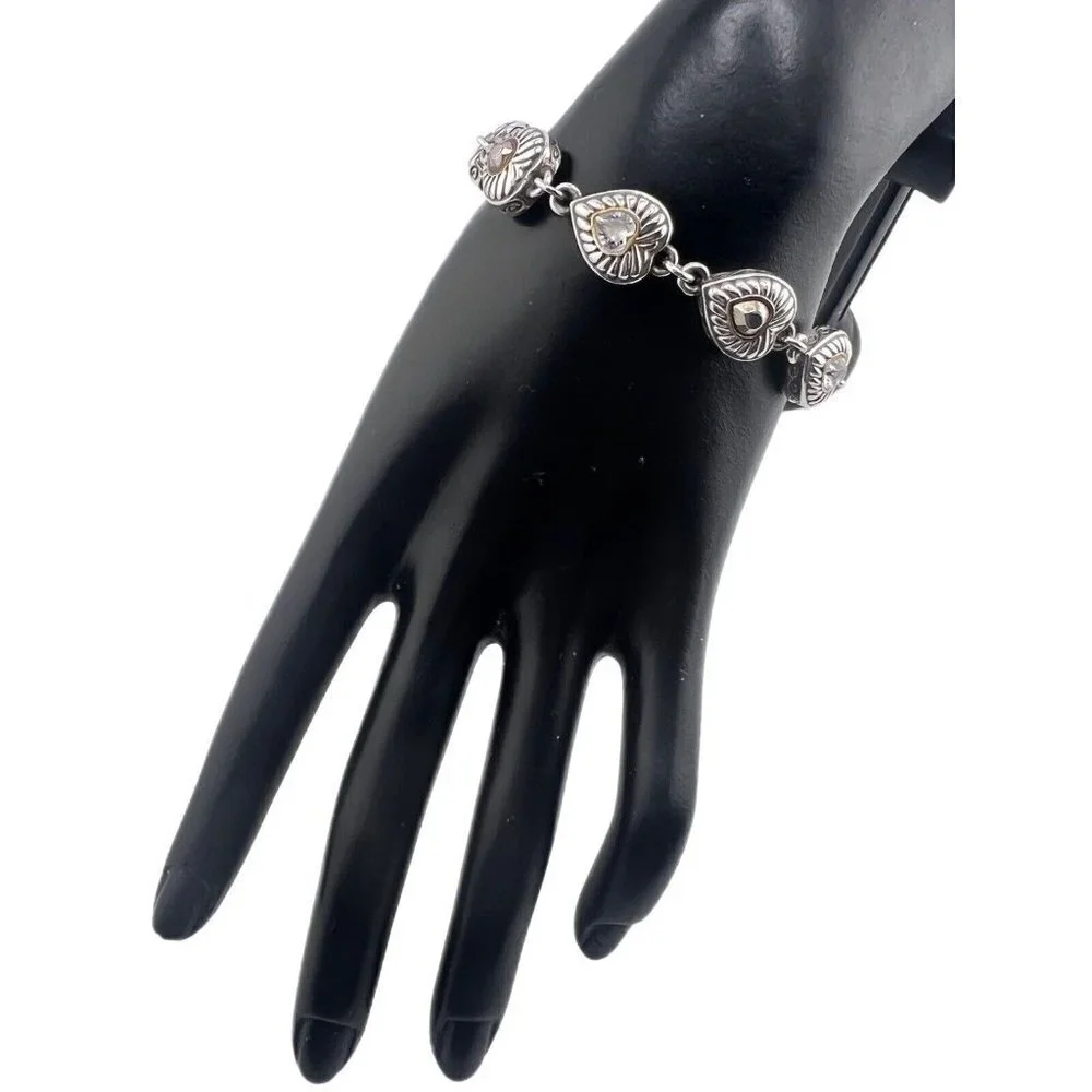 Brighton silver plated bracelet with crystals and hearts.